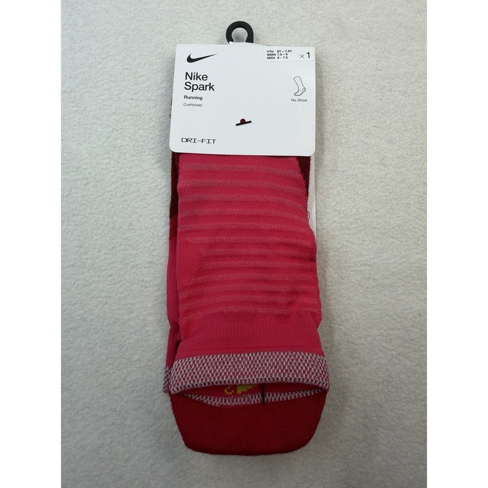 Nike Spark Cushioned No Show Running Socks Pink Men 6-7.5 Women 7.5-9 1 Pair